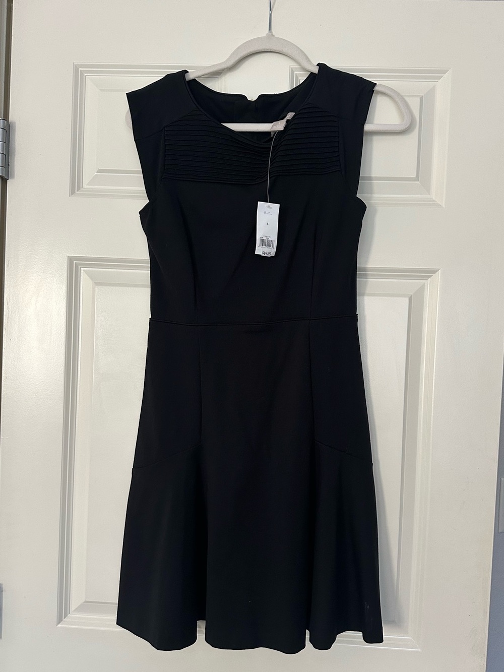 Banana Republic Black Sleeveless Pleated Yoke Fit-and-Flare Dress